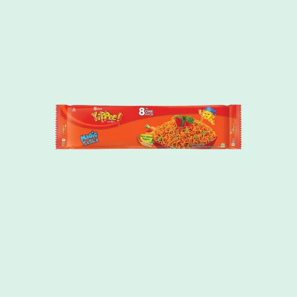 Sunfeast YiPPee! Magic Masala, Long, Non-Sticky Instant Noodles | With Real Vegetables 8 in 1 Pack 480g/560g (Weight may vary)